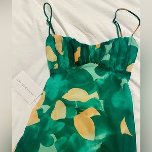 saints + secrets green and yellow maxi dress